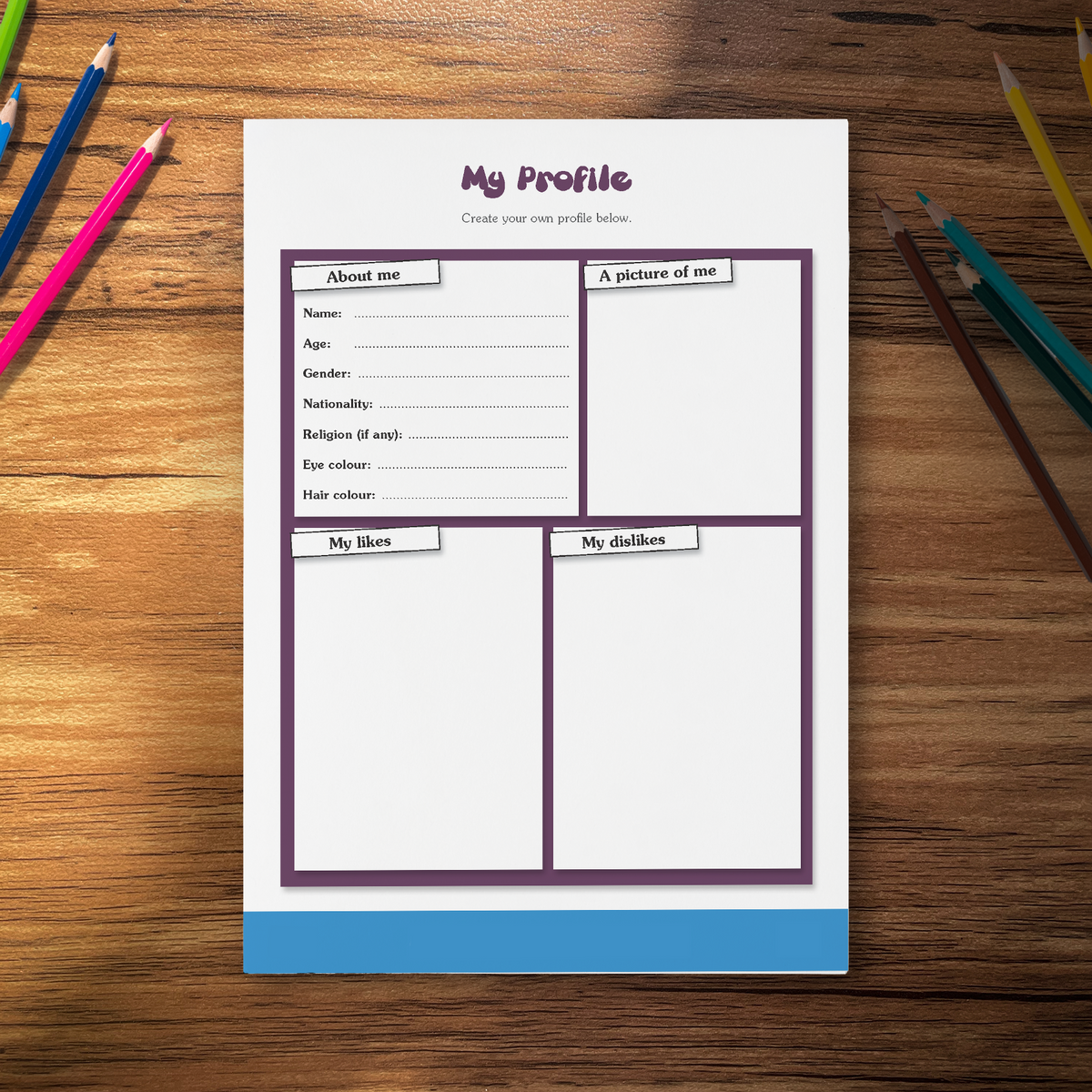 Board Profile Worksheet.pdf My Profile Worksheet | 1decision PSHE Self Awareness Activity – Nurture Hub