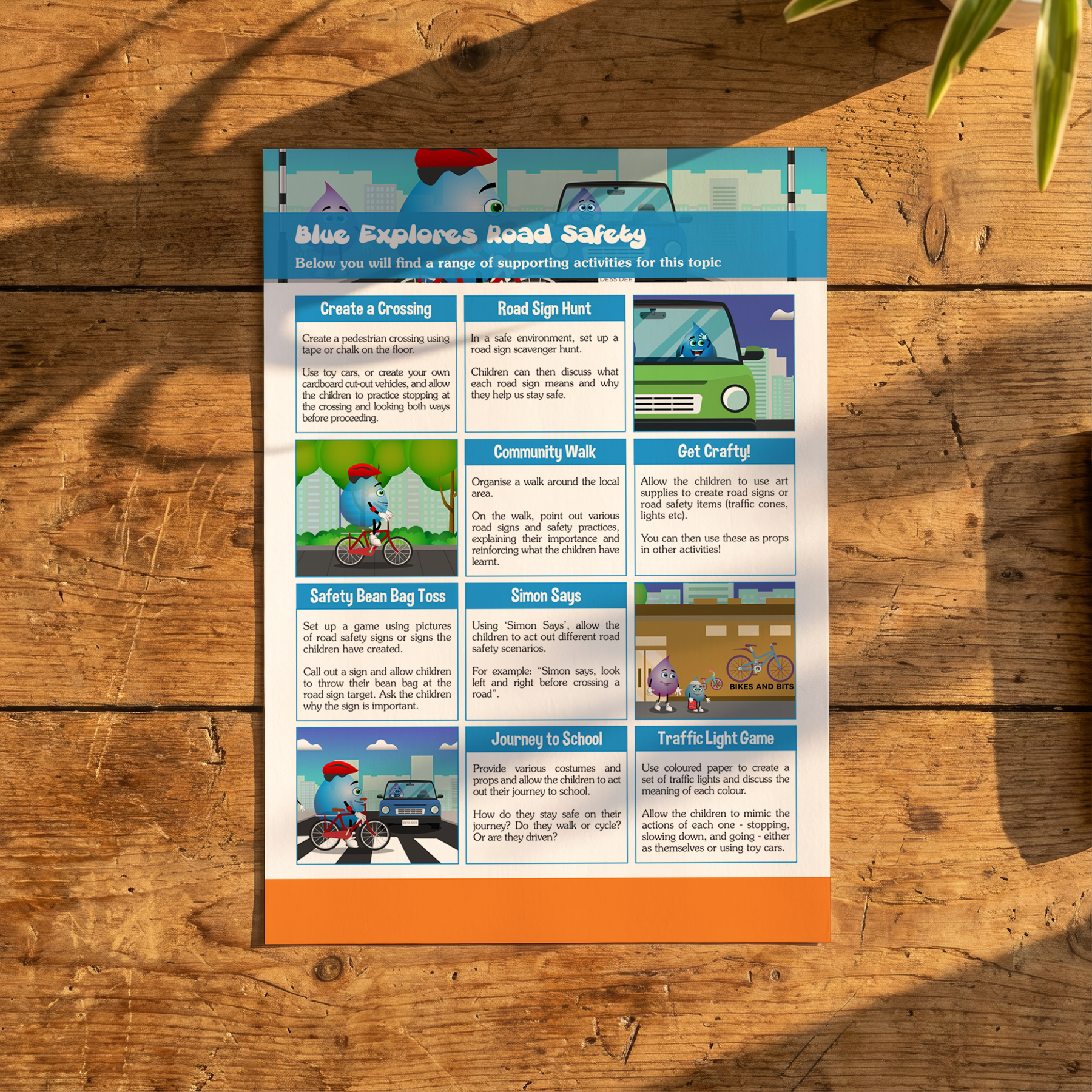 Activity Card - Blue Explores Road Safety - EYFS Road Safety