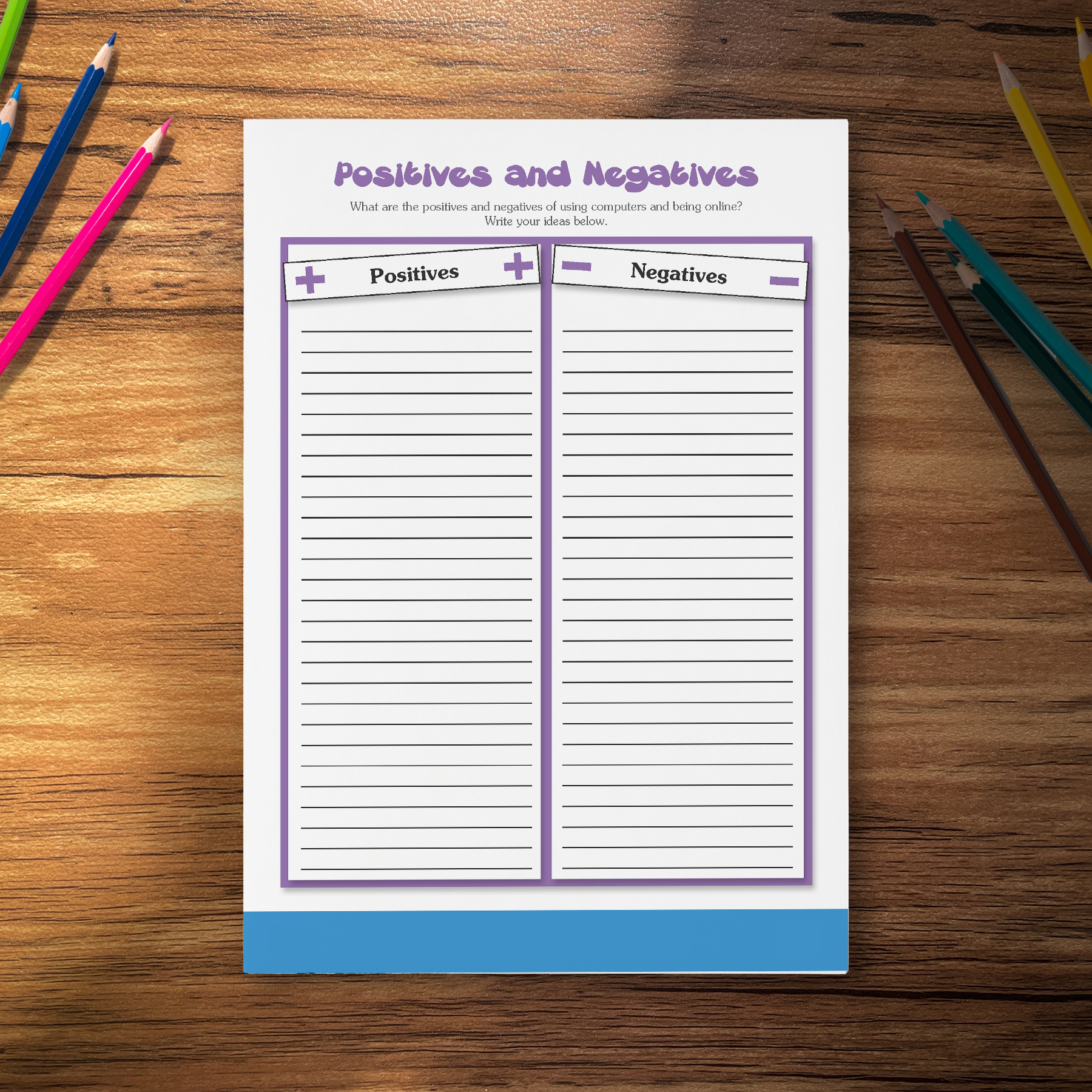 Online safety PSHE worksheet exploring positives and negatives of digital platforms for KS2 critical thinking
