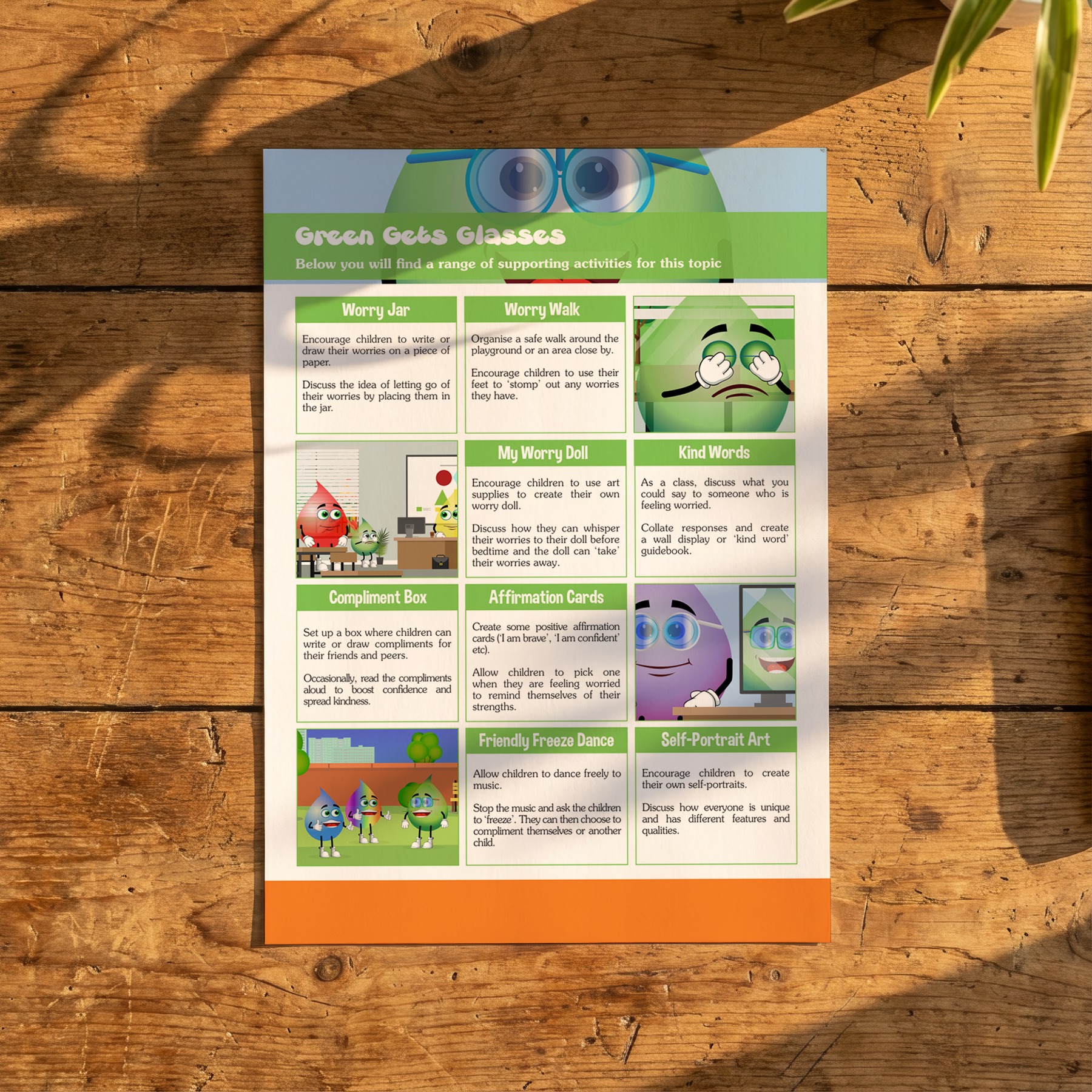 Activity Card - Green Gets Glasses - EYFS Worries, Confidence & Emotional Wellbeing