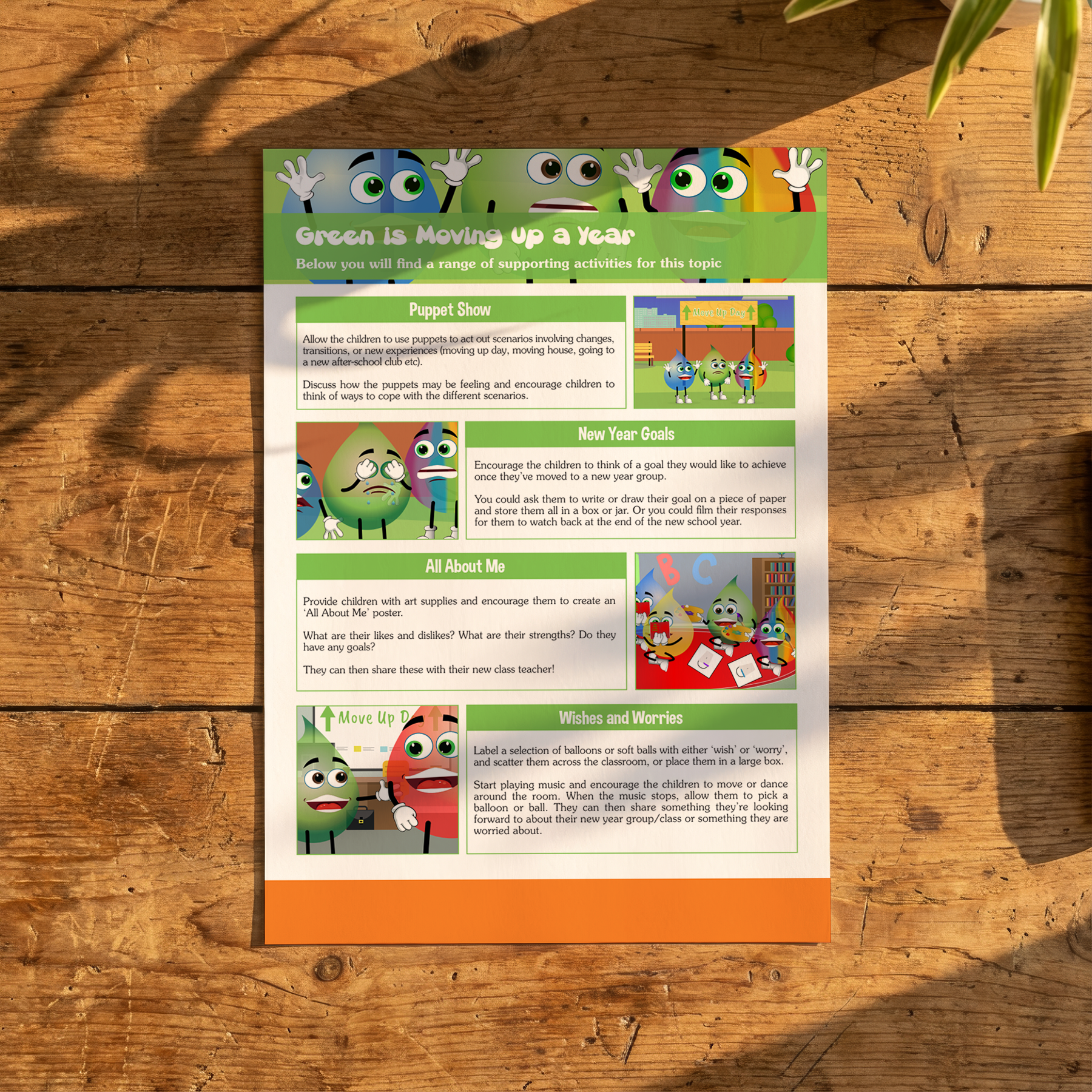 Activity Card - Green Is Moving Up a Year - EYFS Transition & Change