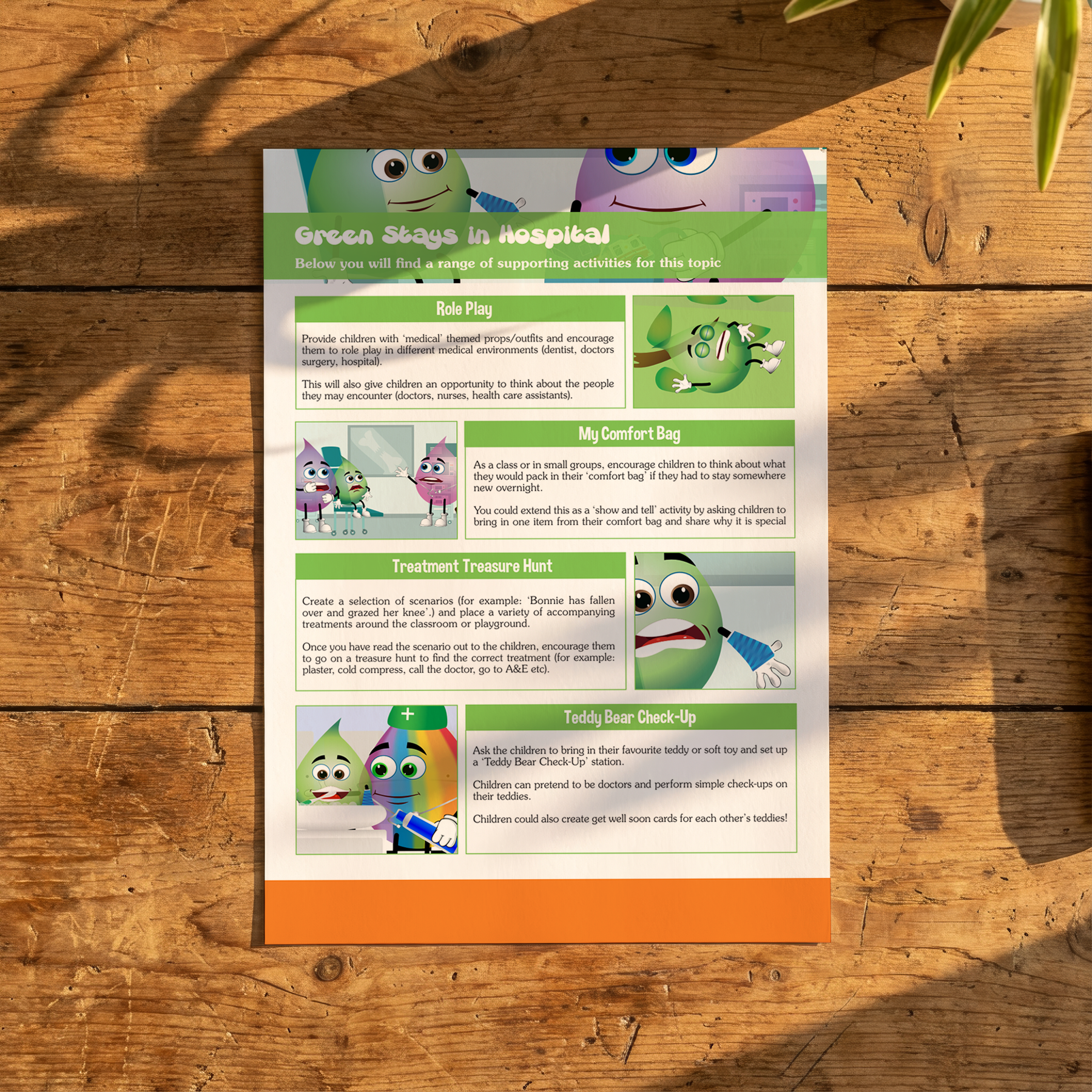 Activity Card - Green Stays in Hospital - EYFS Medical & Hospital Experience