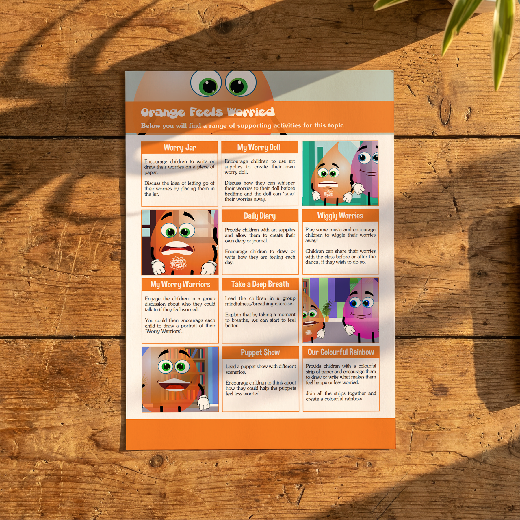 Activity Card - Orange Feels Worried - EYFS Anxiety & Emotional Regulation