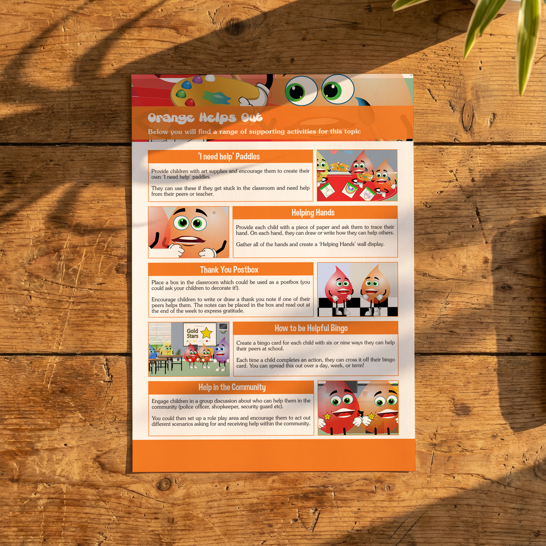 Activity Card - Orange Helps Out - EYFS Kindness, Helping & Community