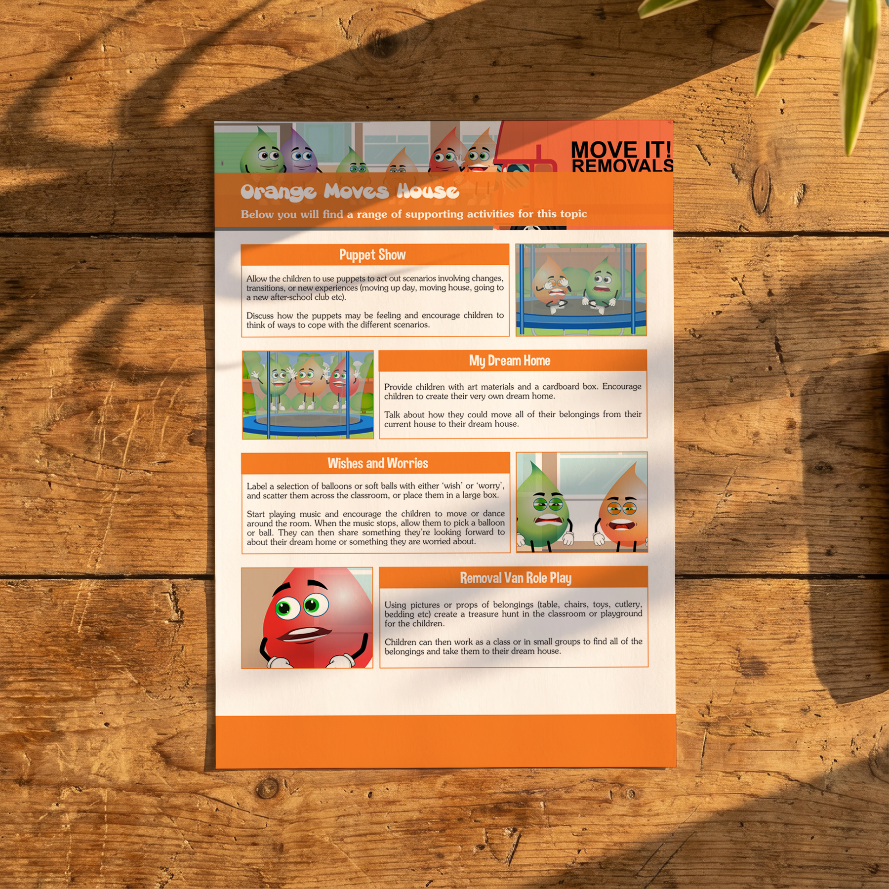 Activity Card - Orange Moves House - EYFS Change & Transition
