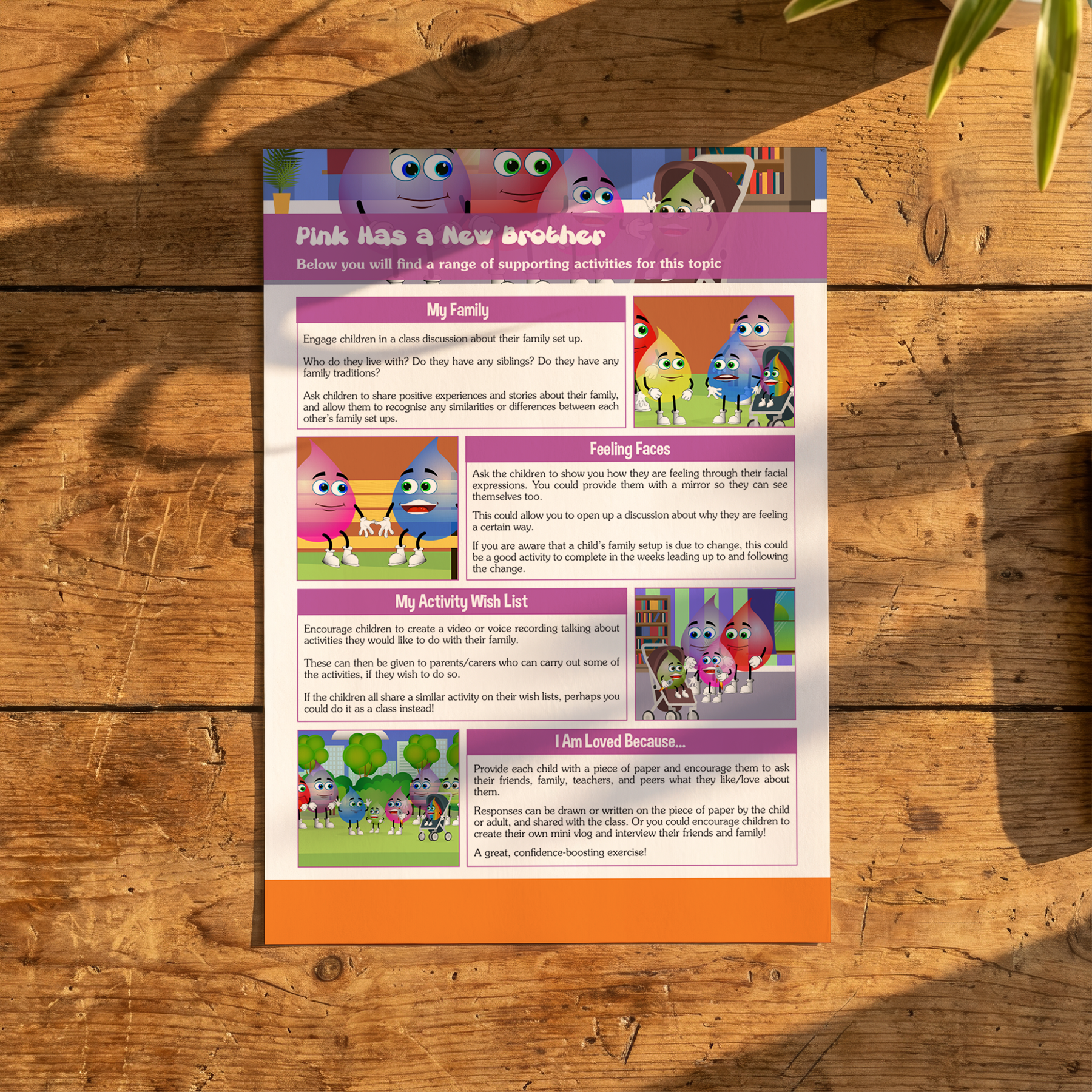 Activity Card - Pink Has a New Brother - EYFS Family Change & Emotional Adjustment