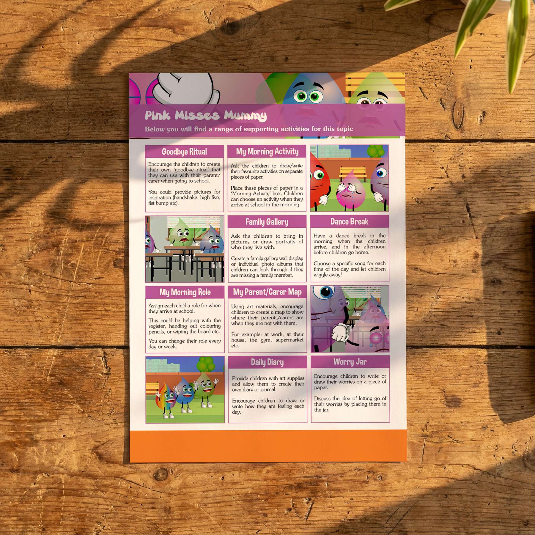 Activity Card - Pink Misses Mummy - EYFS Separation Anxiety & Emotional Reassurance