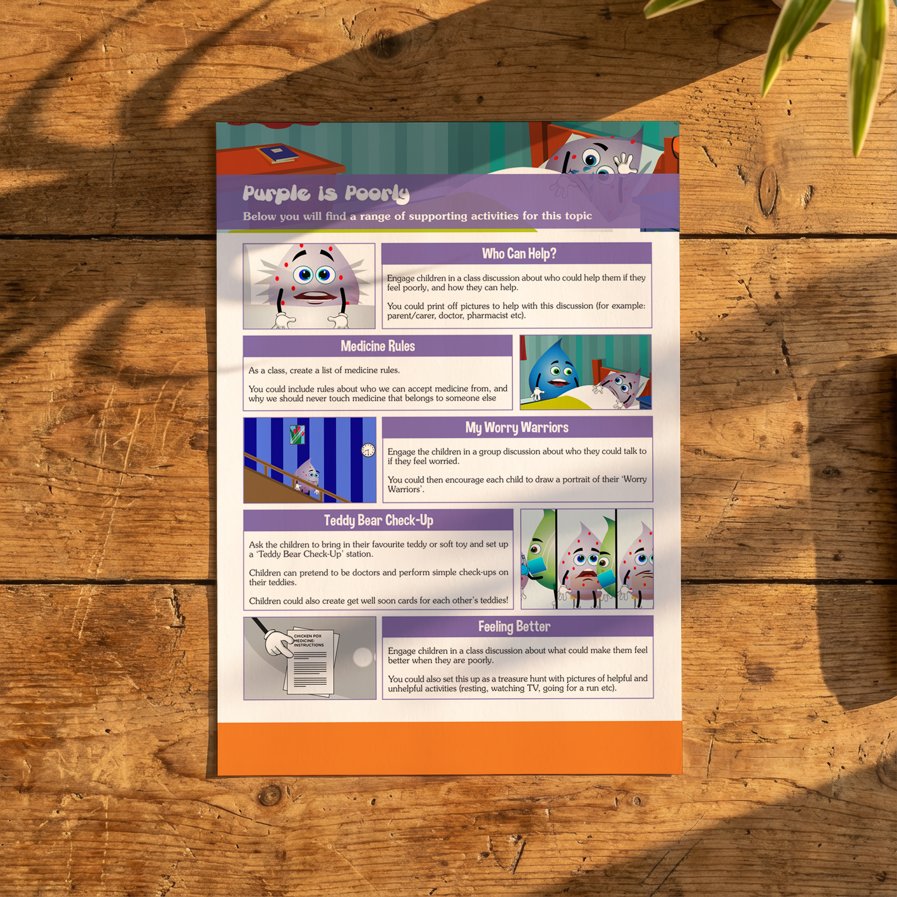 Activity Card - Purple Is Poorly - EYFS Health, Illness & Emotional Wellbeing
