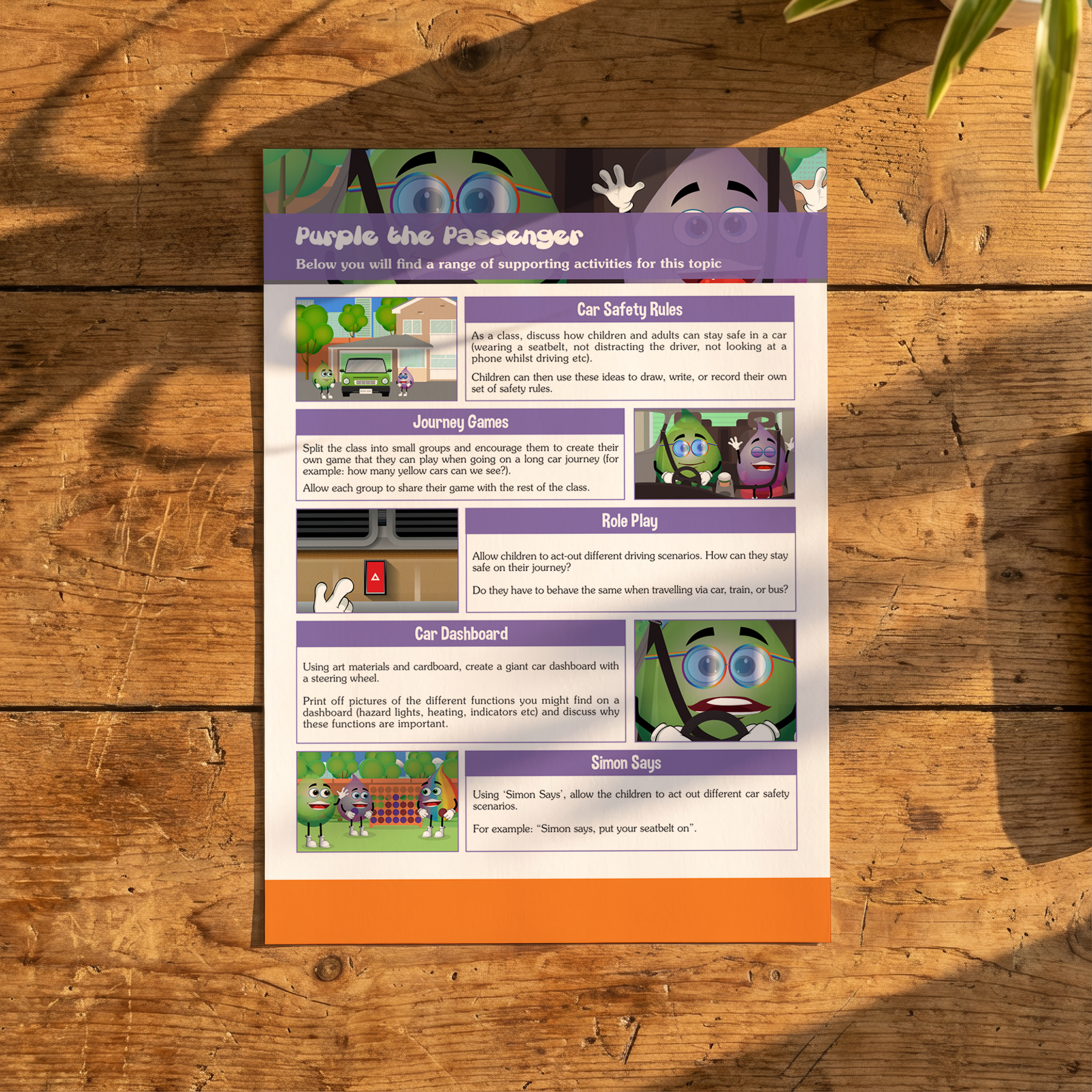 Activity Card - Purple the Passenger - EYFS Road Safety & Travel Safety