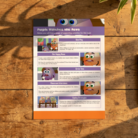 Activity Card - Purple Watches the News - EYFS Worries, Media & Emotional Regulation