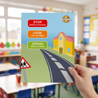 Road Safety Poster | Stop, Look & Cross Safely Display
